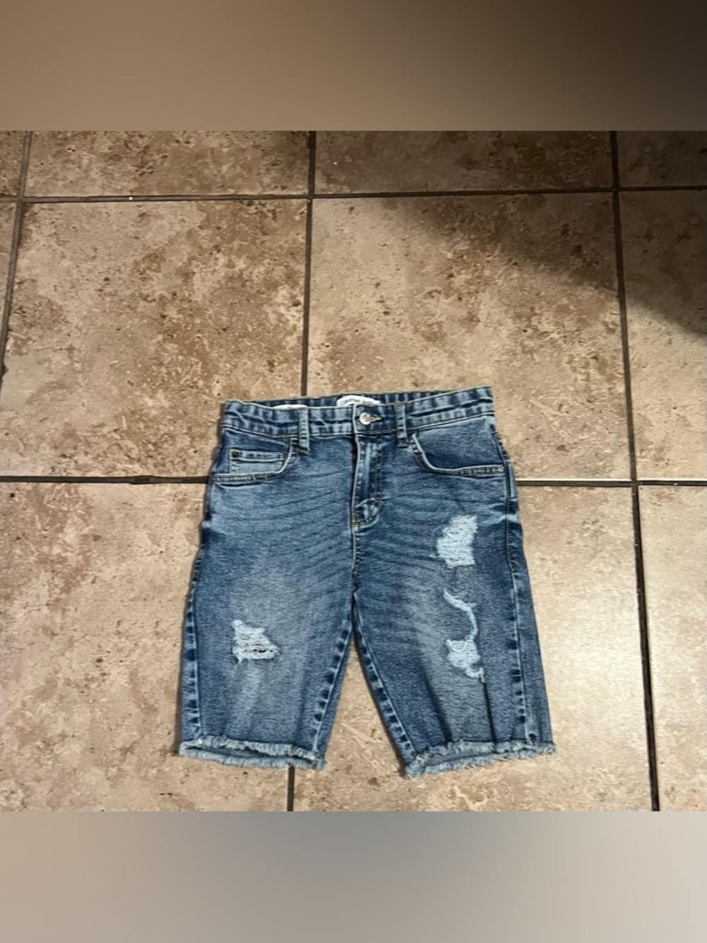Calvin Klein Classic Distressed Denim Boys Shorts - Blue
